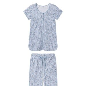 Lake Pima Maternity Short-Long Set in Delft Blue Garden Floral